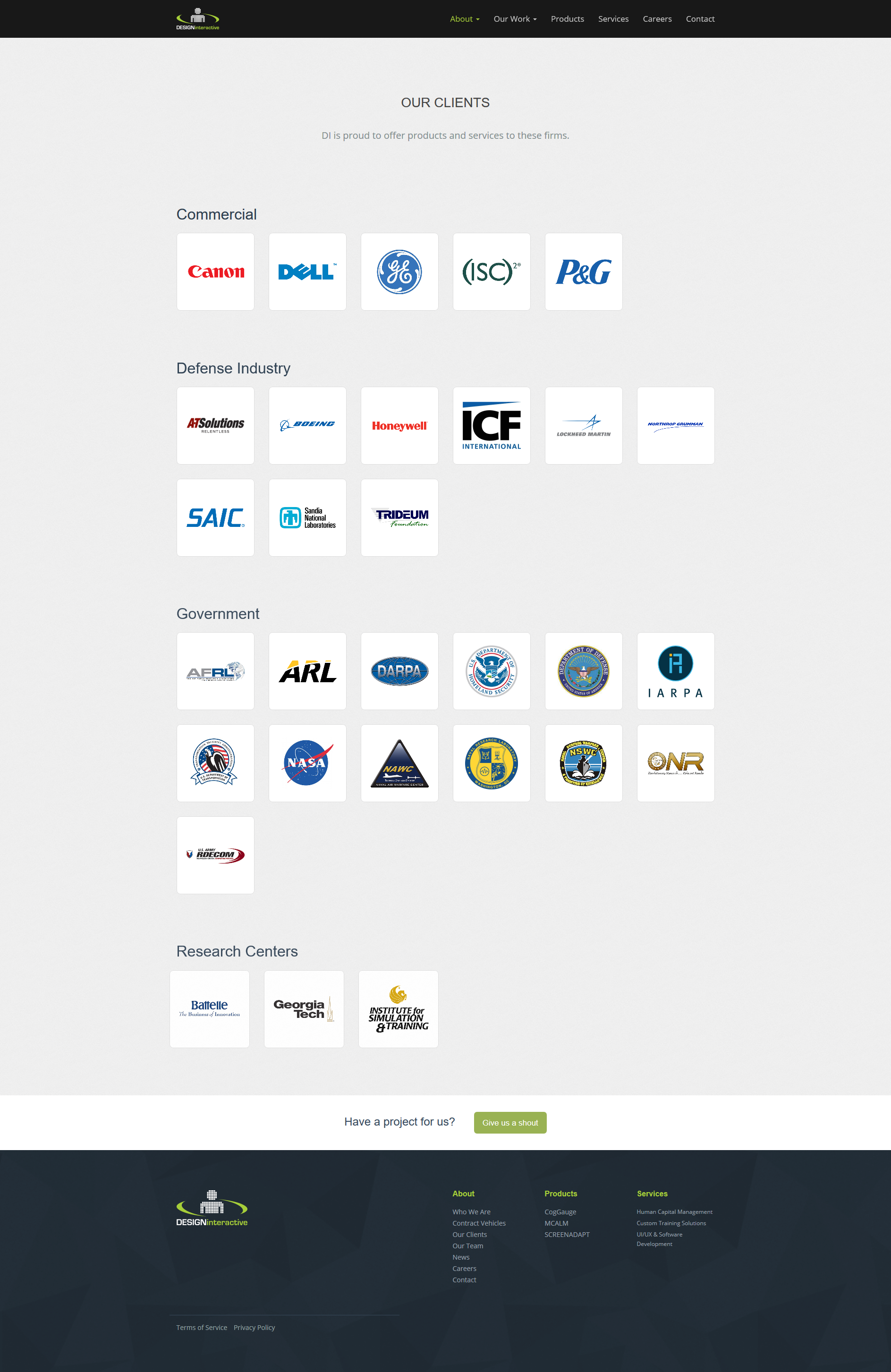 Screenshot of Clients page