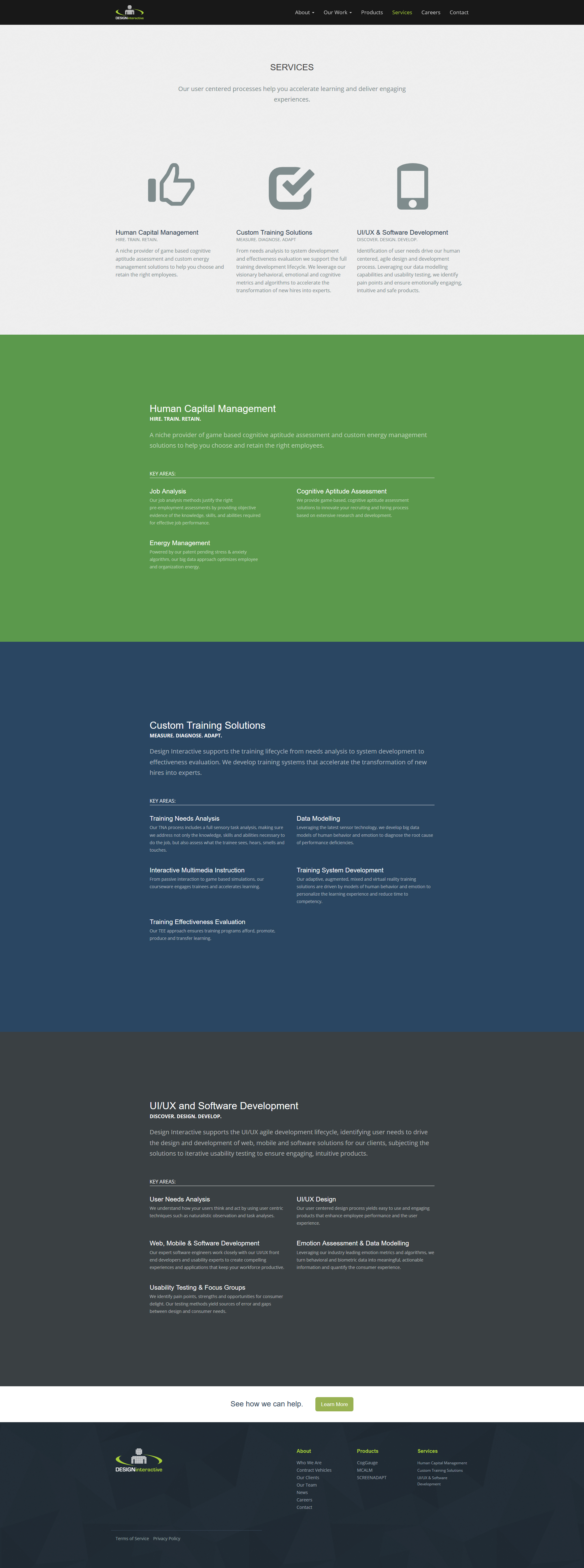 Screenshot of Service page